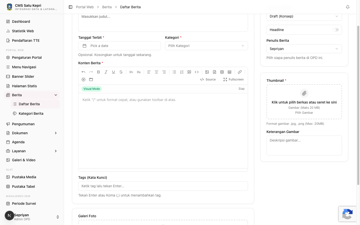 Toolbar Rich Text Editor TipTap